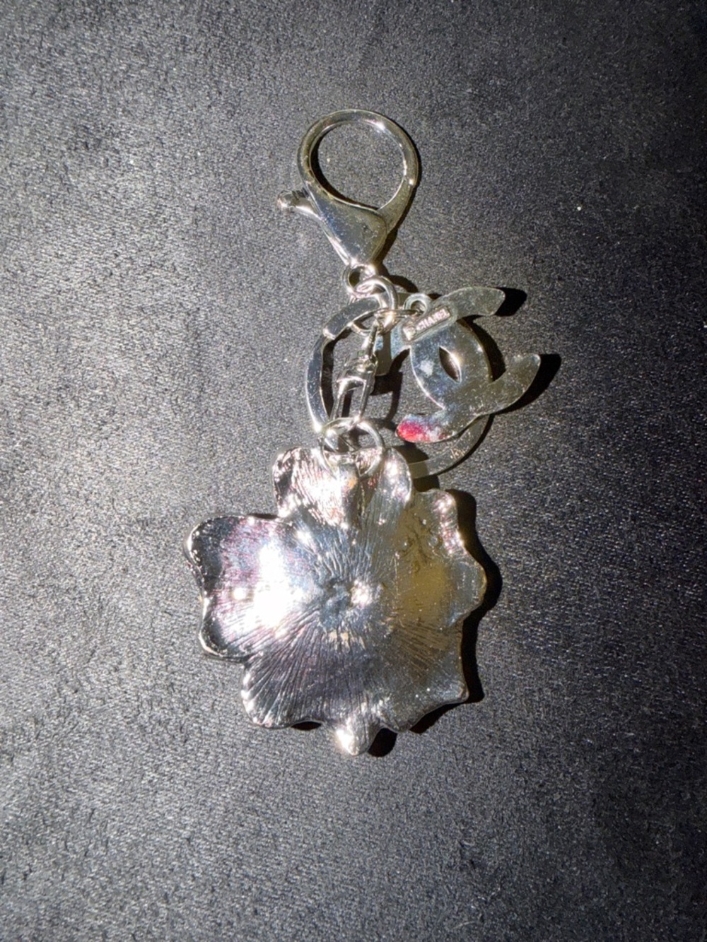 Custom Curated Pink CC & Crystal White Rose Keychain - Picture 5 of 7